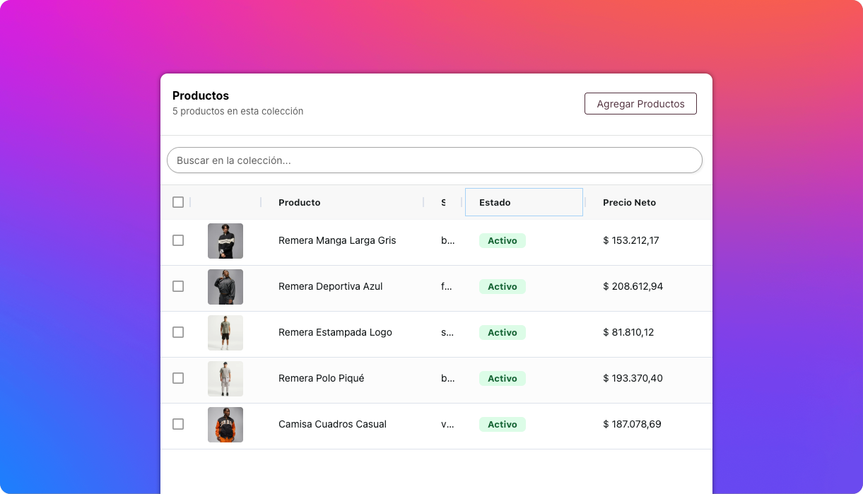 Colecciones de productos