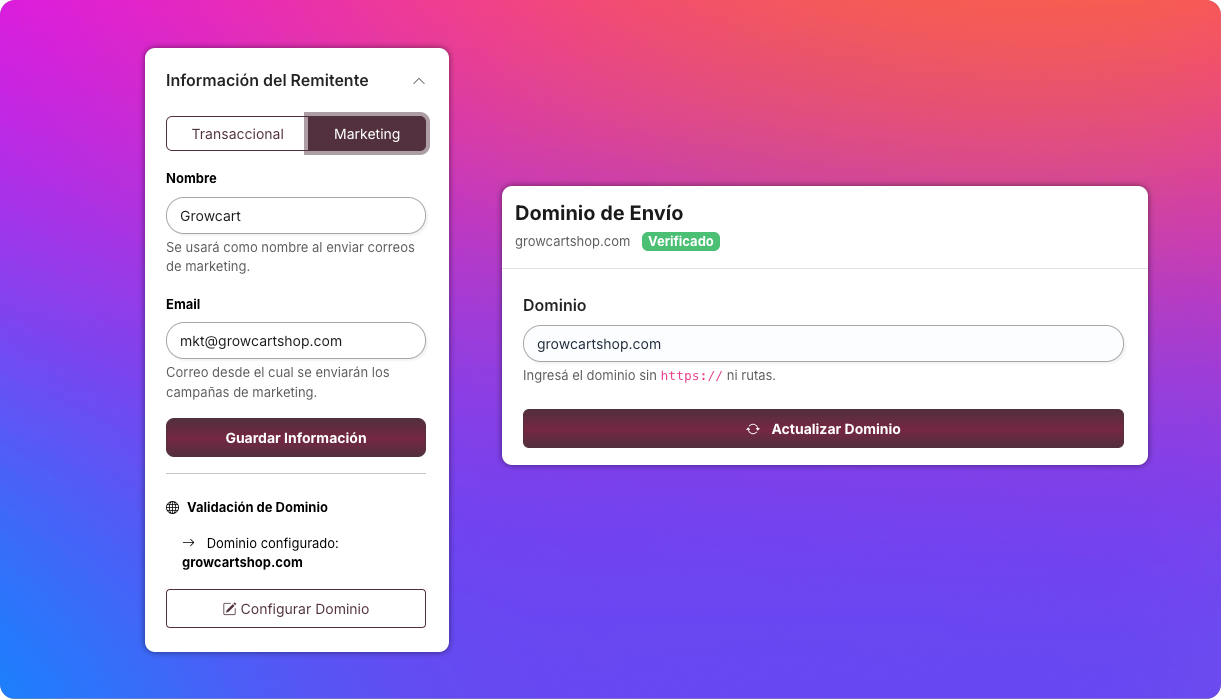 Dominio de envío verificado