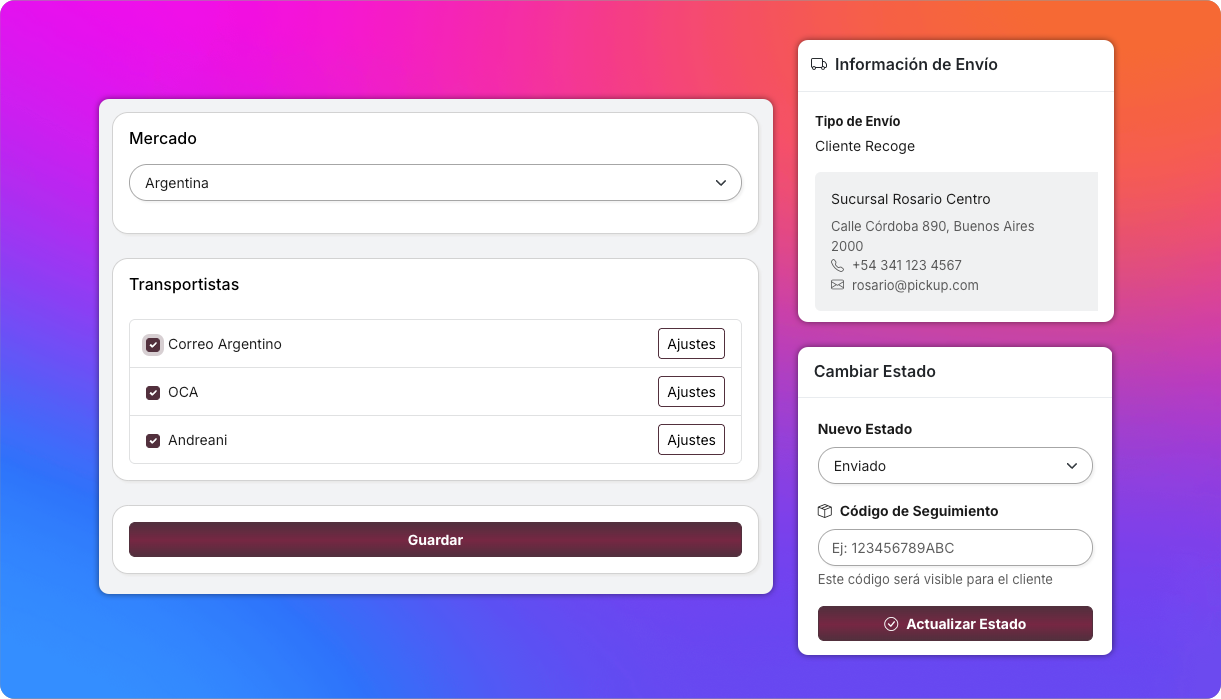 Envíos y puntos de retiro